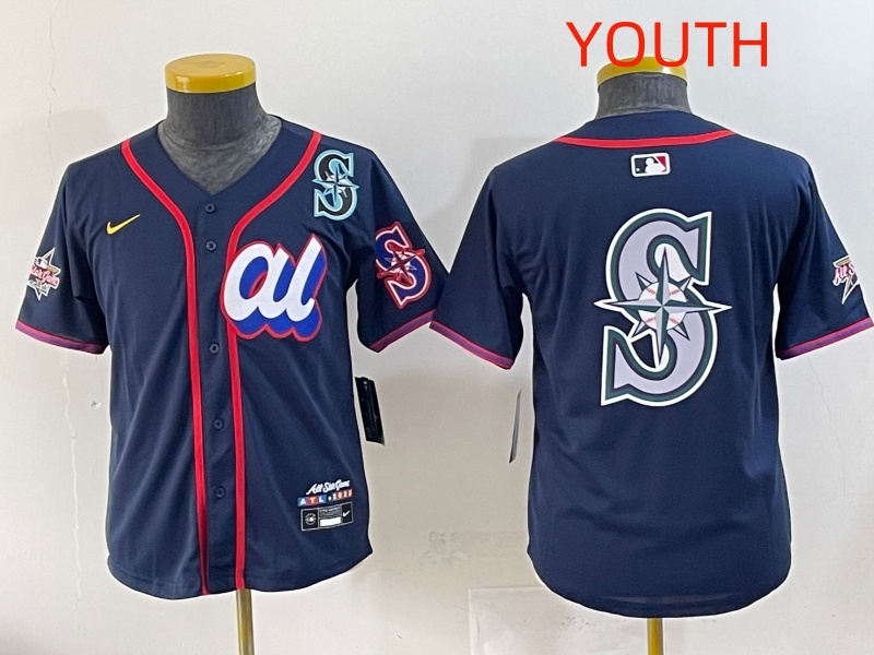 Youth 2025 Seattle Mariners Blank Drak Blue All star Blank Blue Nike MLB Jersey style 4